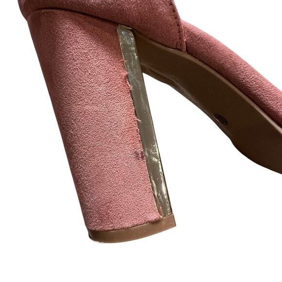 Lulus Chic Laura Mauve Suede Ankle Strap Block 4" inch Heel US 8.5 - Picture 10 of 12